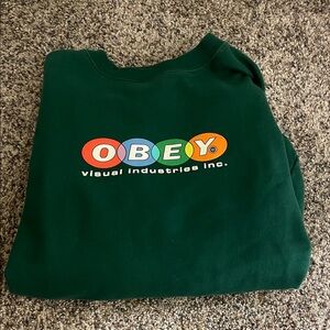Obey Dark Green Sweatshirt with Multicolor Logo